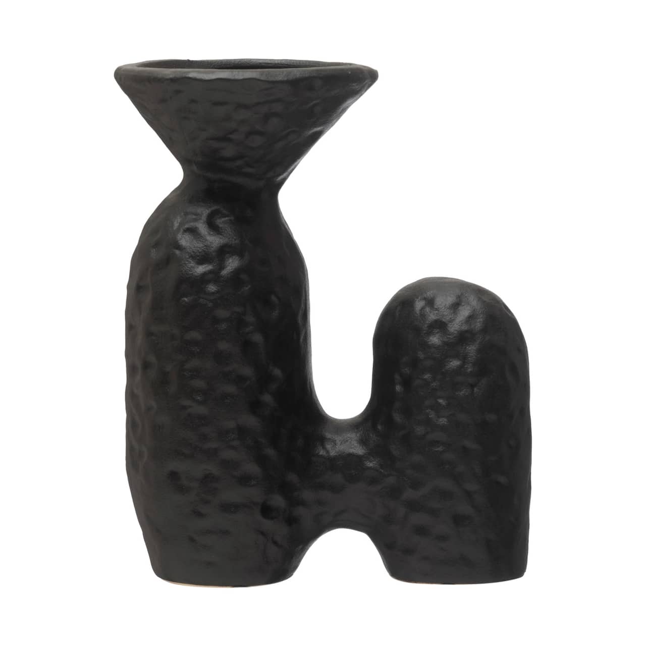 Hello Honey® 8" Matte Black Textured Stoneware Sculptural Vase